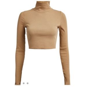 NSF | ribbed crop beige turtleneck